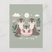 Schattig Otter Boho Mam Pap en Baby Briefkaart (Voorkant)