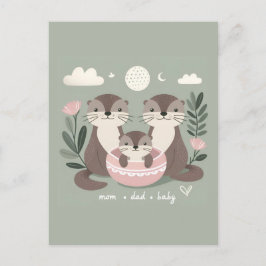 Schattig Otter Boho Mam Pap en Baby Briefkaart