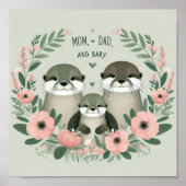 Schattig Otter Boho Mam Pap en Baby Poster (Voorkant)