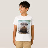 Schattig Otter T Shirt - Schattig Dier Shirten (Voorkant volledig)