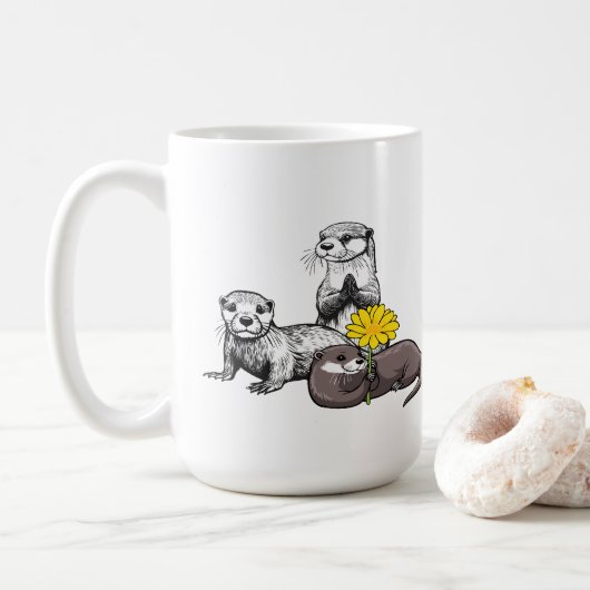 Schattig Otter Trio Koffiemok (Met donut)