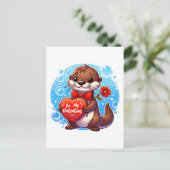 Schattig Otter Wees mijn Valentijn Briefkaart (Staand voorkant)