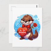 Schattig Otter Wees mijn Valentijn Briefkaart (Voorkant / Achterkant)