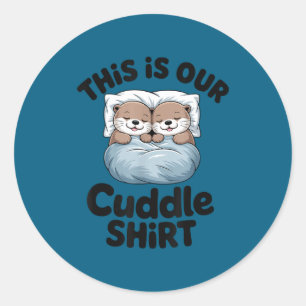 Schattig Otterkoppel Dit Is Onze Knuffel Ronde Sticker