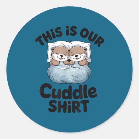 Schattig Otterkoppel Dit Is Onze Knuffel Ronde Sticker (Voorkant)