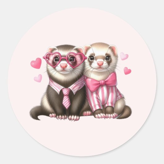Schattig Otterkoppel Verliefd Ronde Sticker (Voorkant)