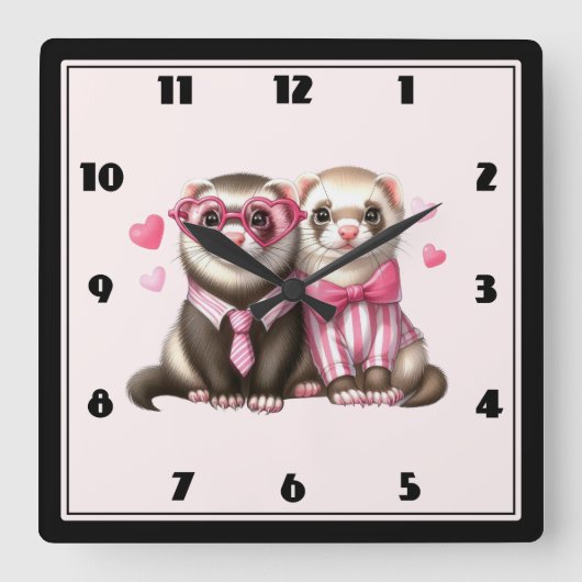 Schattig Otterkoppel Verliefd Vierkante Klok (Voorkant)