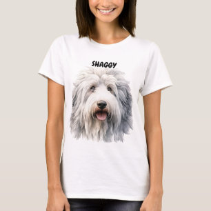 SCHATTIG OUD ENGELS SHEEPDOG GEZICHT T-SHIRT