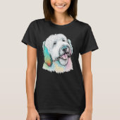 Schattig Oud Engels Sheepdog Hond op Bobtail T-shirt (Voorkant)