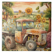 schattig oud land tractor tegeltje (Voorkant)