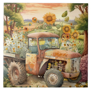 schattig oud land tractor tegeltje