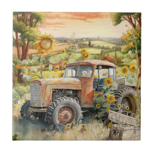 schattig oud land tractor tegeltje