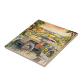 schattig oud land tractor tegeltje (Zijkant)