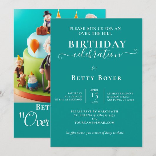 SCHATTIG OVER DE HILL VERJAARDAGSTAARTFEEST KAART (Voorkant / Achterkant)