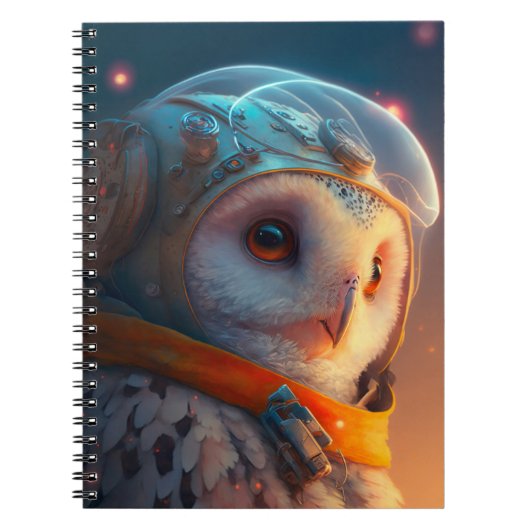 Schattig Owl Astronaut Notitieboek (Voorkant)