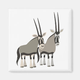 Schattig paar cartoon oryxen magneet