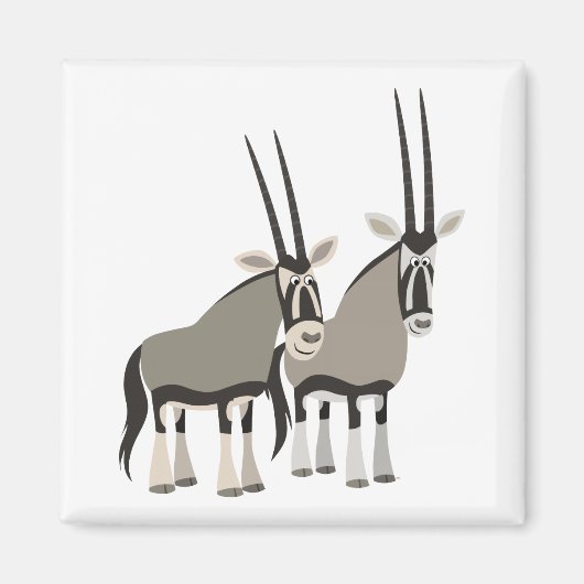 Schattig paar cartoon oryxen magneet (Voorkant)