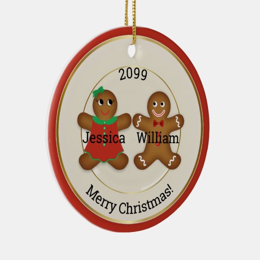 Schattig Paar Gingerbread Ornament w Jaar (Rechts)