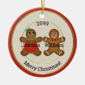Schattig Paar Gingerbread Ornament w Jaar (Voorkant)