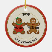Schattig Paar Gingerbread Ornament w Jaar (Achterkant)