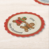 Schattig Paar Gingerbread Ornament w Jaar Kartonnen Onderzetters (Gekanteld)
