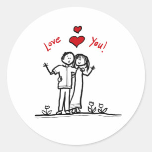 Schattig paar harten en hallo groeten ronde sticker