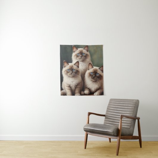 Schattig paar Ragdoll Kittens Sweet Cat Wandkleed (In situ)