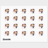 Schattig paar trouwstickers ronde sticker (Vel)