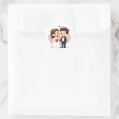 Schattig paar trouwstickers ronde sticker (Tas)