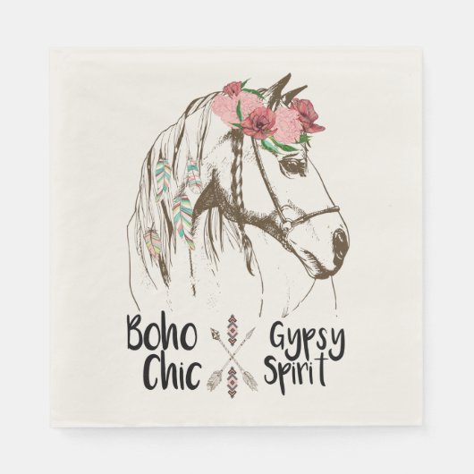 Schattig Paard Boho Westers Landelijk Ruiterfeest Servet (Voorkant)