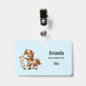 Schattig Paard Eet Madeliefjes Badge (Voorzijde met clip)
