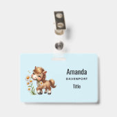 Schattig Paard Eet Madeliefjes Badge (Achterkant met clip)