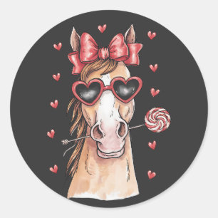 Schattig Paard Geniet van Lollipop Valentijn Ronde Sticker