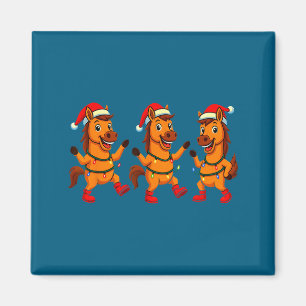 Schattig Paard Kerstman Hoed Dansende Lichten Kers Magneet