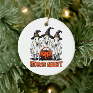 Schattig Paard Laken Geest Paard Griezelig Hallowe Keramisch Ornament