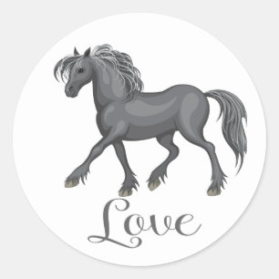 Schattig Paard Liefde Equestrian Paarden Grijze Po Ronde Sticker