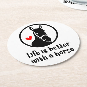 Schattig Paard Liefhebber Country Western Boerderi Ronde Kartonnen Onderzetter