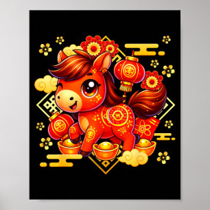 Schattig Paard Lunar Chinees Nieuwjaar 2026 Mannen Poster