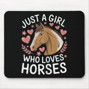 Schattig Paard Meisje Gewoon Een Meisje Dat Van Pa Muismat