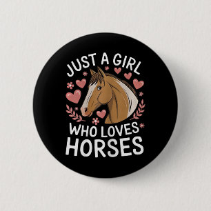 Schattig Paard Meisje Gewoon Een Meisje Dat Van Pa Ronde Button 5,7 Cm