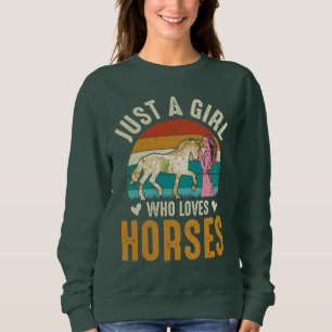 Schattig Paard Meisje Retro Zonsondergang Paard Li Trui