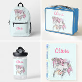 Schattig paard met bloemen terug naar school meisj notitieboek