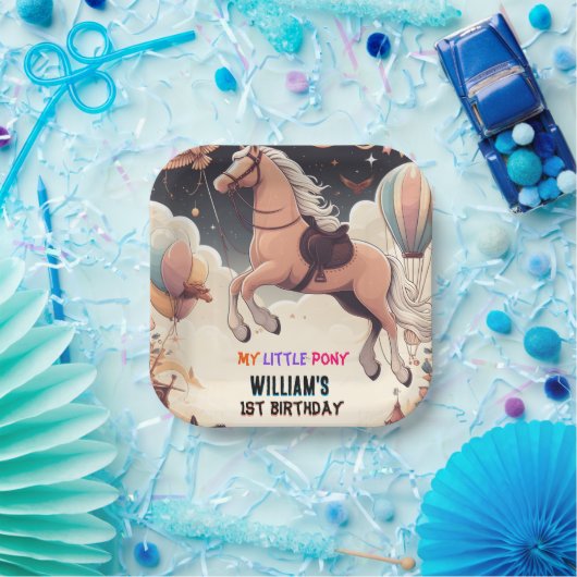 Schattig paard mijn kleine pony eerste 1e verjaard papieren bordje (Feest)