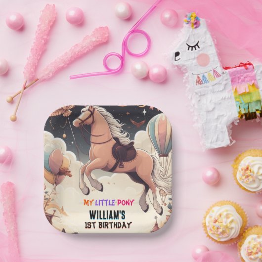 Schattig paard mijn kleine pony eerste 1e verjaard papieren bordje (Feest)