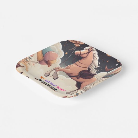 Schattig paard mijn kleine pony eerste 1e verjaard papieren bordje (Gebogen)