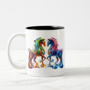 schattig paard tweekleurige koffiemok