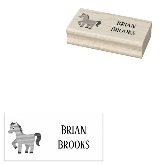 Schattig paardje aangepaste naam rubberstempel (Gestempeld)