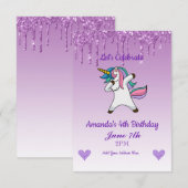 Schattig Paars Druipende Glitter Kwebbelende Eenho Kaart (Voorkant / Achterkant)