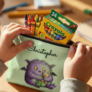 Schattig Paars Groen Fluffig Monster Vriend Etui