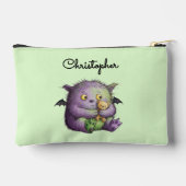 Schattig Paars Groen Fluffig Monster Vriend Etui (Achterkant)